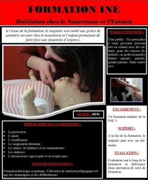 Affiche de Secourisme - Formation INE (premiers secours chez le nourrisson et l'enfant)