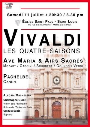 Affiche de Vivaldi : Quatre Saisons / Ave Maria et Airs Sacrés / Canon de Pachelbel