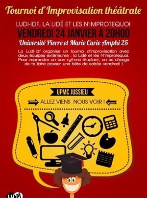 Affiche de Tournoi d'improvisation entre la Ludi-idf, la Lide et les N'improtequoi