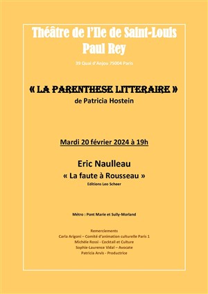Affiche de La Parenthèse Littéraire de Patricia Hostein