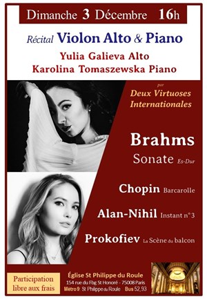Affiche de Récital en Duo : Violon Alto & Piano