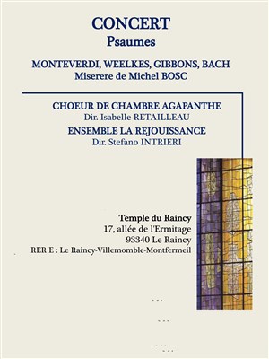 Affiche de Choeur de Chambre Agapanthe - Concert de Psaumes