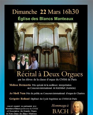 Affiche de Récital à Deux Orgues : Hommage à Bach