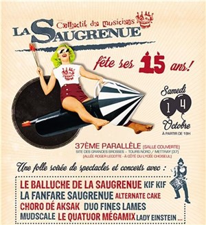 Affiche de Soirée Saugrenue ! | Le collectif de musiciens fête ses 15 ans.