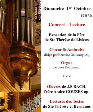 Affiche de Concert - Lecture : Fête de Ste Thérèse de Lisieux