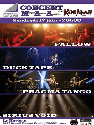 Affiche de Fallow / Duck Tape / Pragma Tango / Sirius Void - Le Korigan - Aix / Luynes