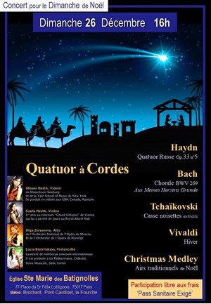 Affiche de Concert pour le dimanche de Noël | par un Quatuor à cordes