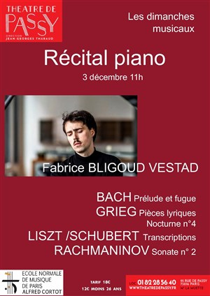 Affiche de Récital de piano Fabrice Bligoud Vestad