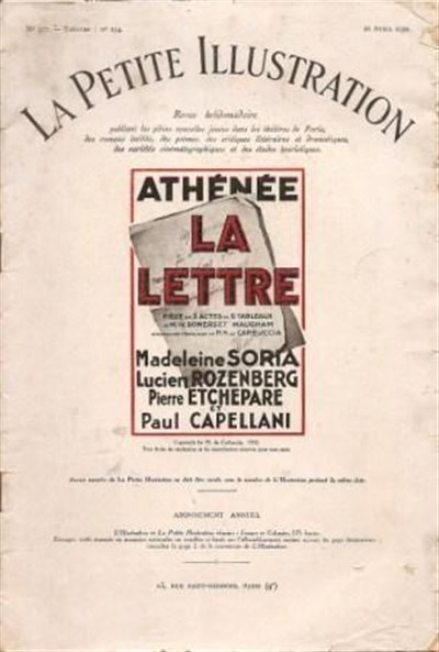 Photo La Lettre, drame de Somerset Maugham